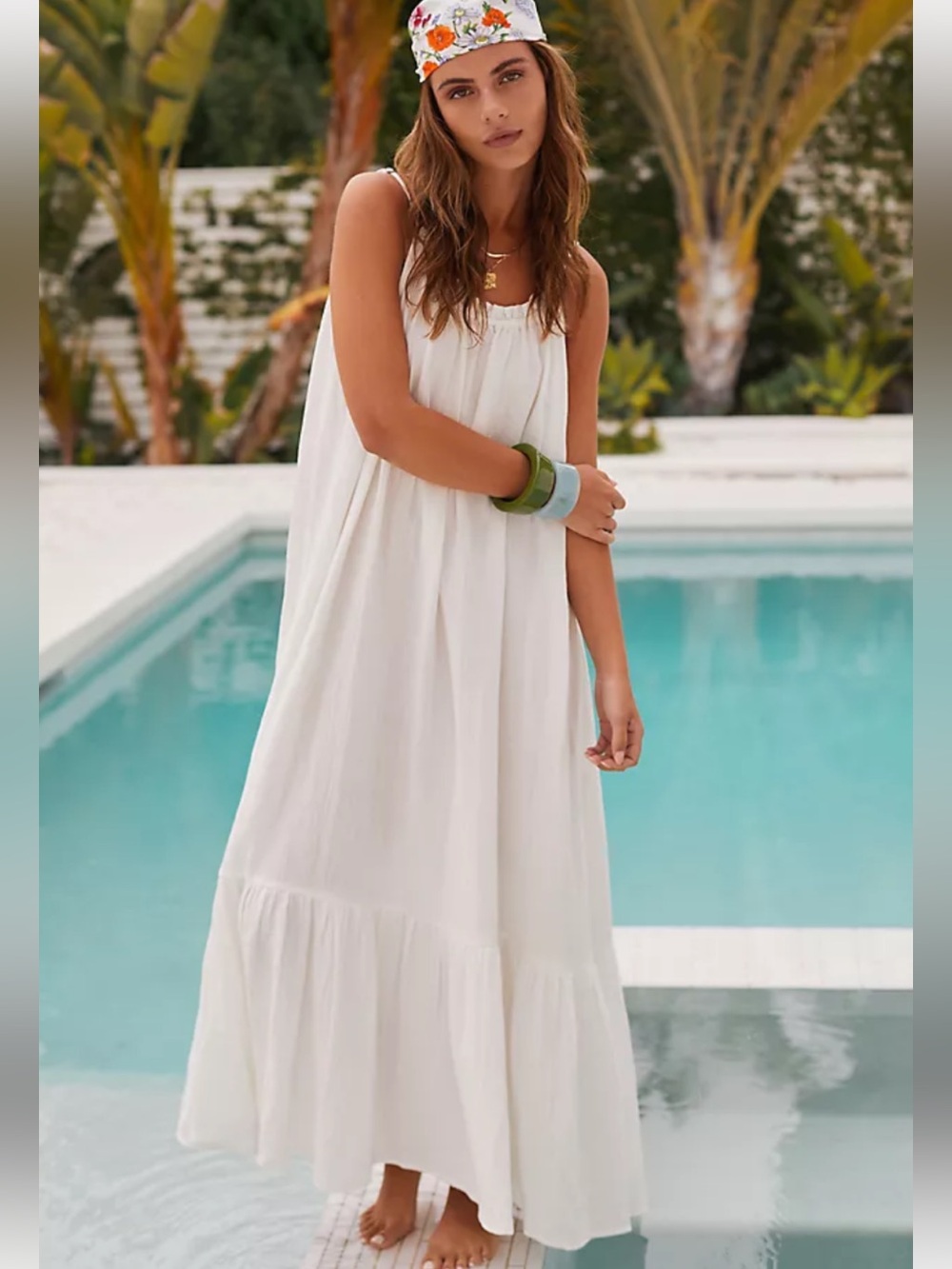 New Anthropologie Malika Gauze Maxi Dress Size XS White